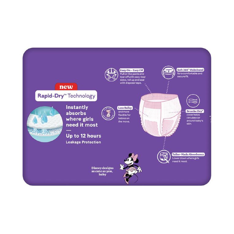 Huggies Girls' Convenience Junior Ultra Dry Pants Size 6 15+kg 16 Pack, , hi-res