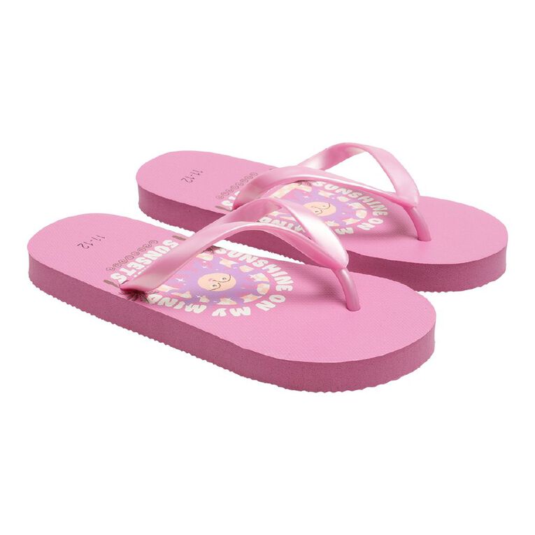Young Original Senior Kids' Printed Jandals, Pink, hi-res