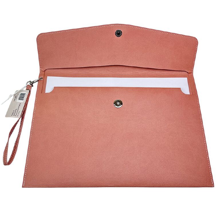 Uniti Stationery Pu Document Wallet A4 Pink, , hi-res