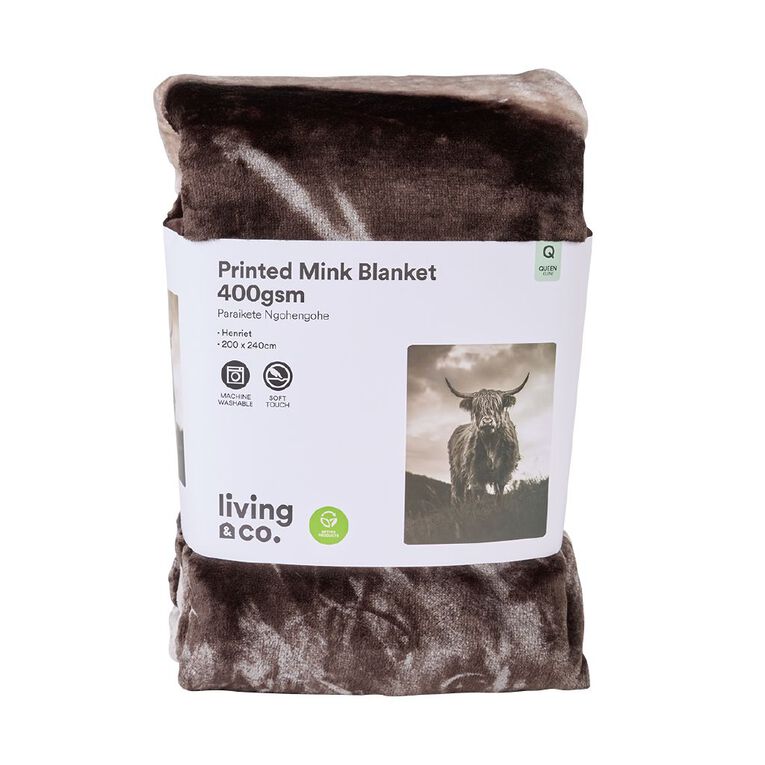 Living & Co 400gsm Mink Feel Blanket Henriet Multi-Coloured Queen, , hi-res