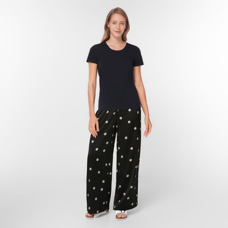 H&H Women's Satin Wide Leg Pants, Brown Dark SPOTS, hi-res