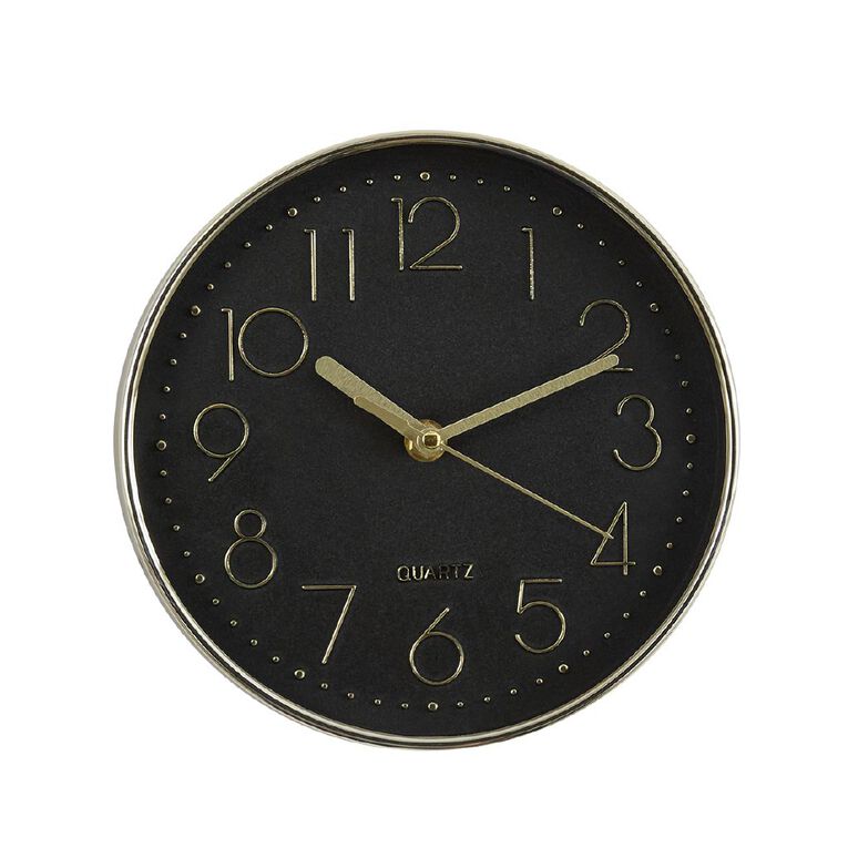 Living & Co Wall Clock Black/Gold 20cm, , hi-res
