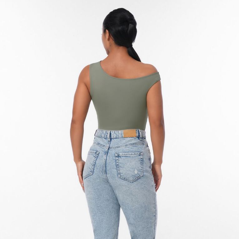 H&H Women's Contour Stretch Off Shoulder Bodysuit, Green Light, hi-res
