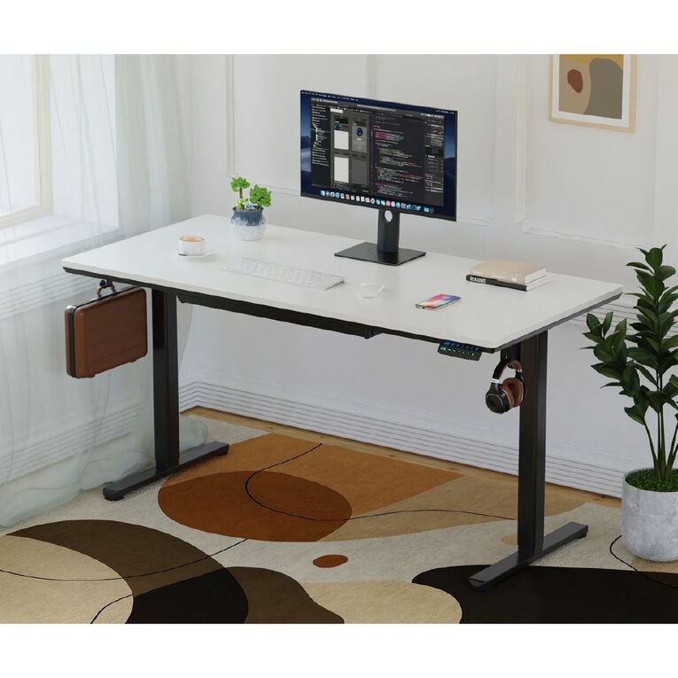 Workspace Height Adjustable Desk 1500W with Drawer White, , hi-res