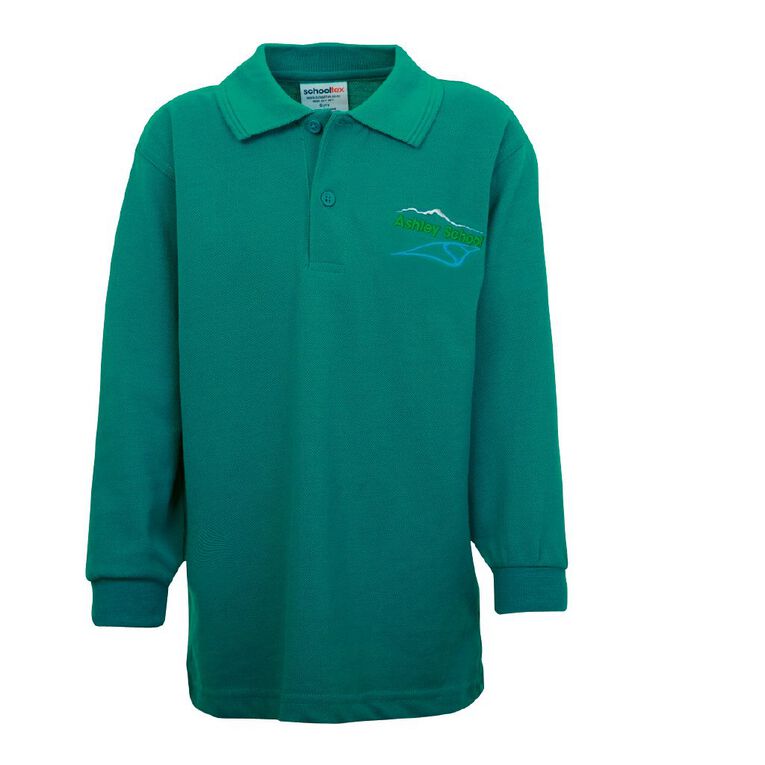 Schooltex Ashley School New Long Sleeve Polo with Embroidery, Jade, hi-res