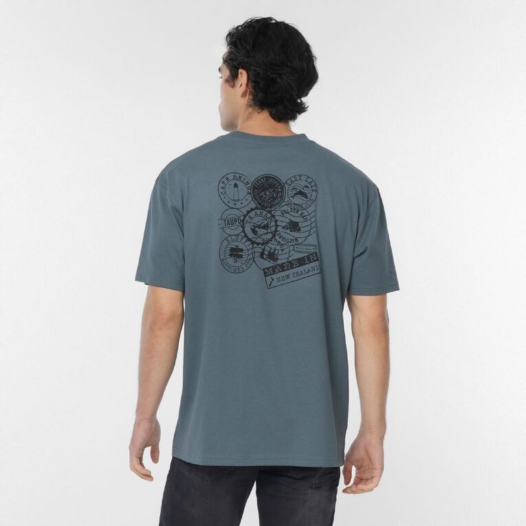 H&H Men's Relaxed Fit Graphic Tee, Blue Mid, hi-res