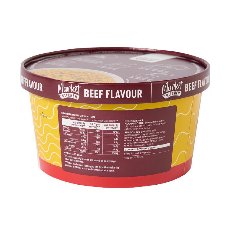 Market Kitchen Bowl Noodles Beef 100g, , hi-res