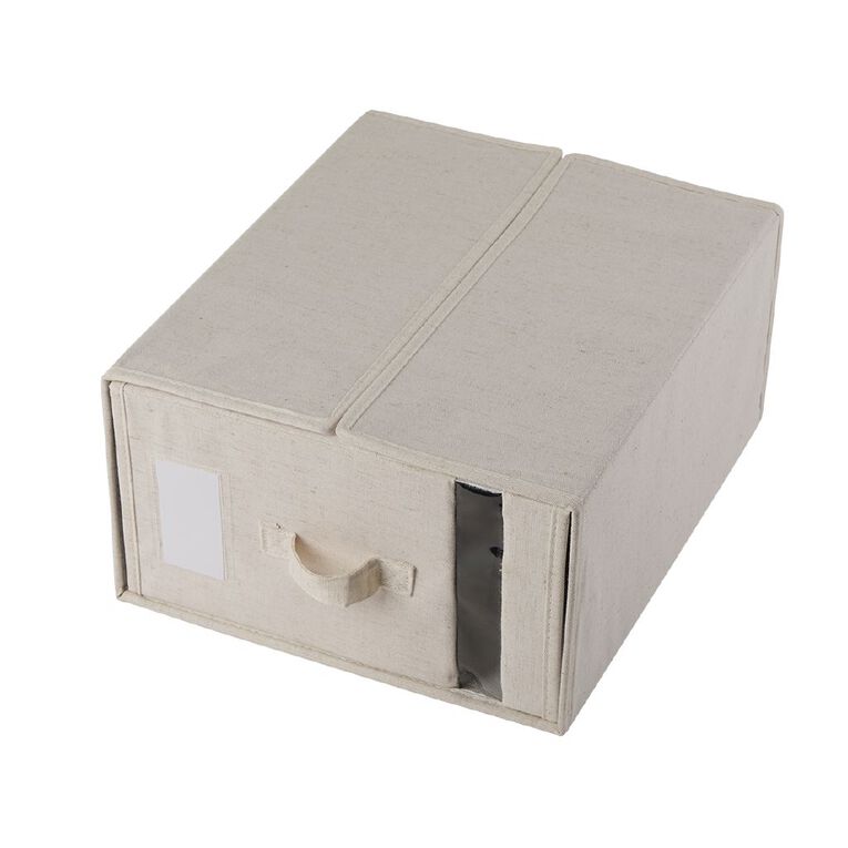 Living & Co Linen Look Bed Box Large Cream, , hi-res