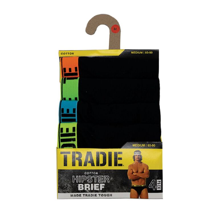 Tradie Men's Briefs 4 Pack, Black, hi-res