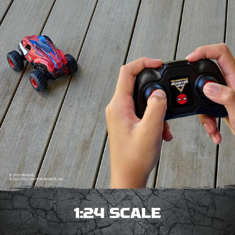 Monster Jam 1:24 Remote Control Spider Man Monster Truck, , hi-res