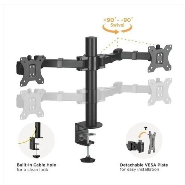Bracom Dual Monitor Steel Articulating Monitor Arm Black, , hi-res