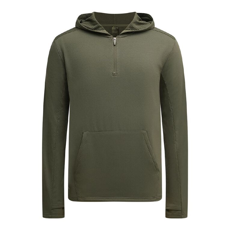 Active Intent Men's Quarter Zip Hoodie, Green Mid, hi-res