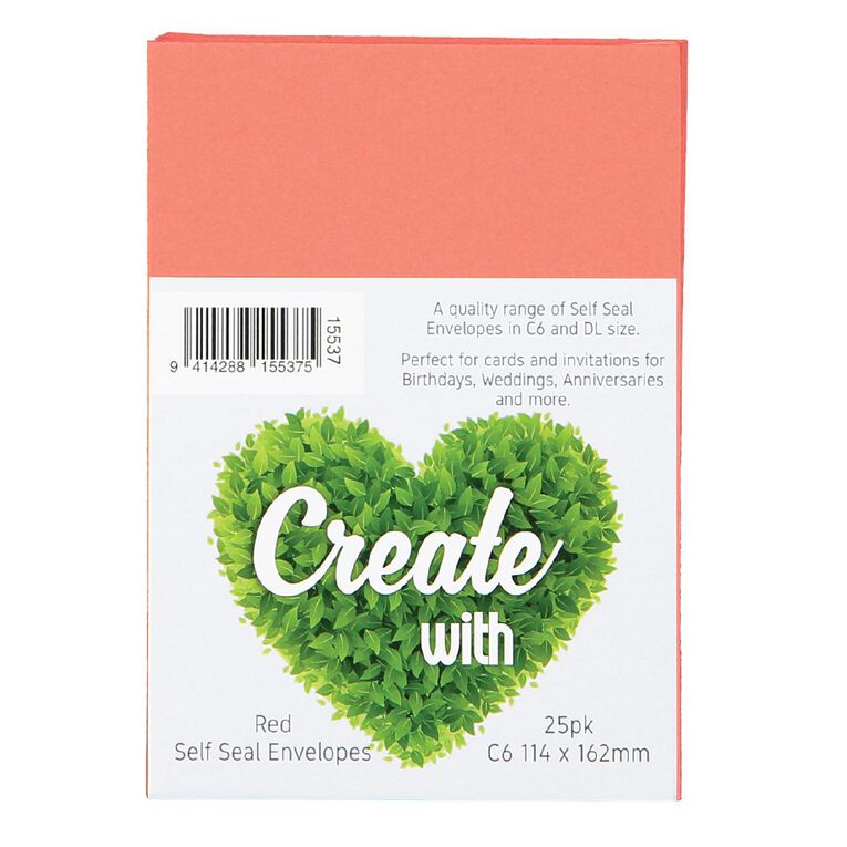 Create With C6 Envelopes Red 25 Pack, , hi-res