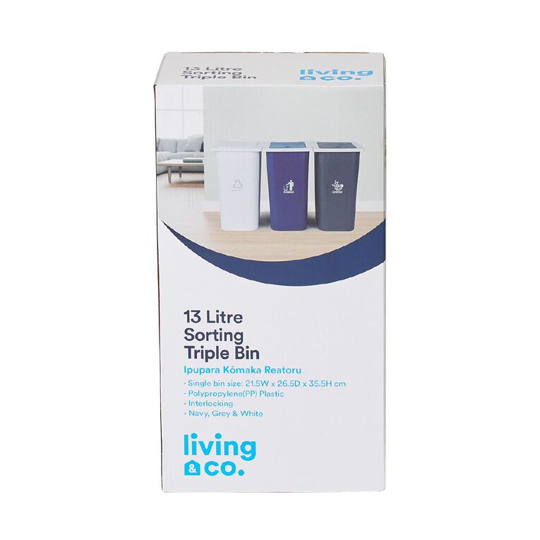 Living & Co Triple Sorting Bin 13L, , hi-res
