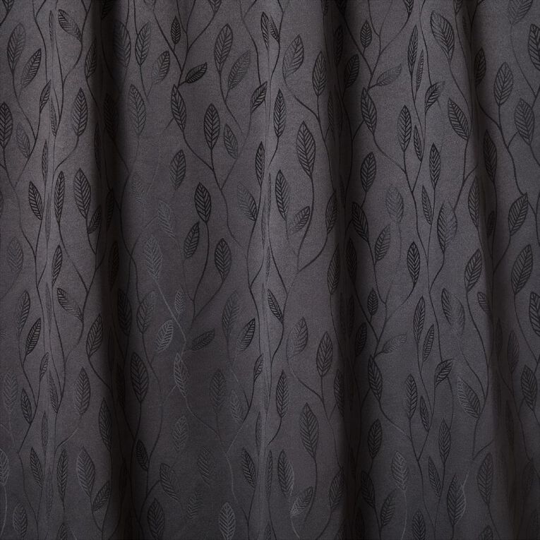 Living & Co Jardin Curtains Black 150-230cm Wide/160cm Drop, Black, hi-res