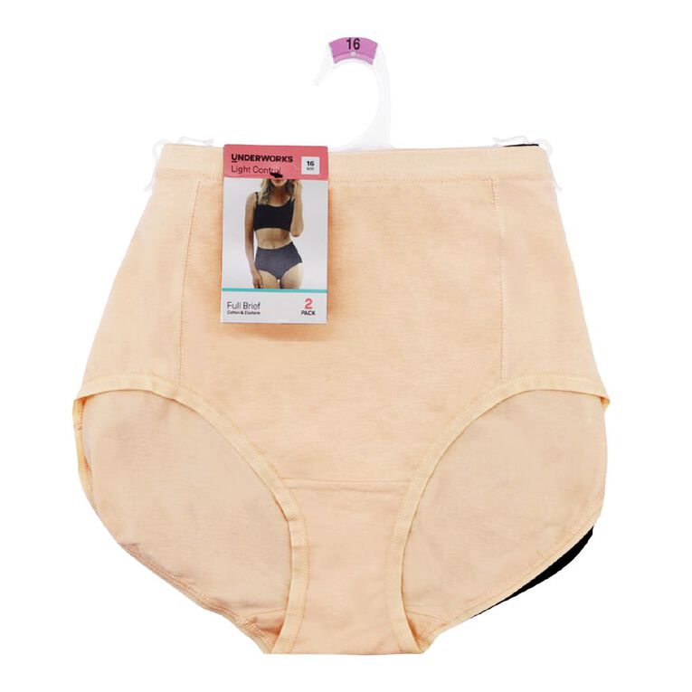 Underworks Women's Control Full Briefs 2 Pack, Natural, hi-res
