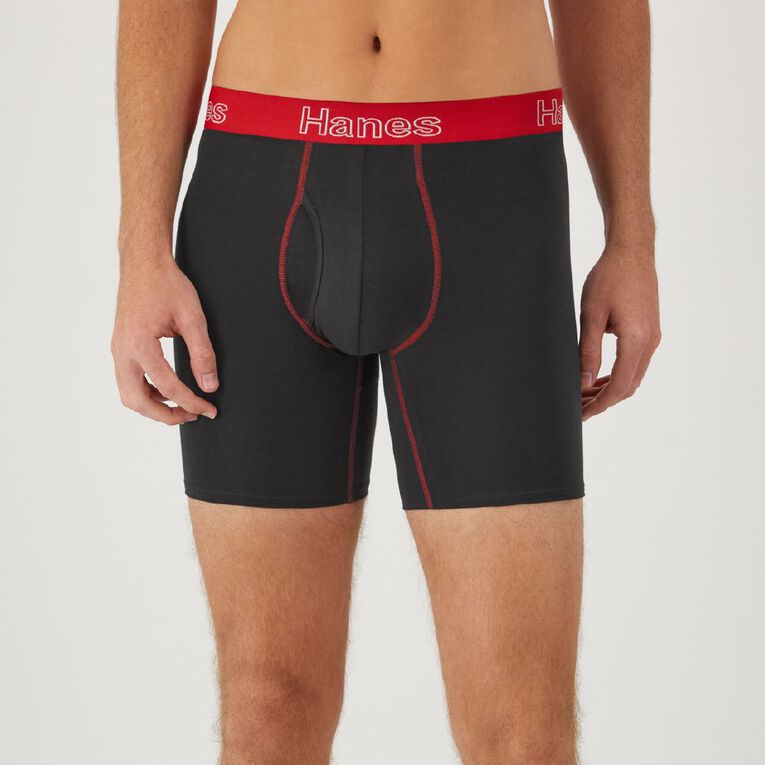 Hanes Men's Cotton Stretch Trunks 4 Pack, Black, hi-res