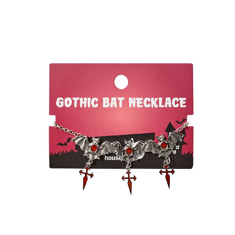Scarehouse Gothic Bat Necklace, , hi-res