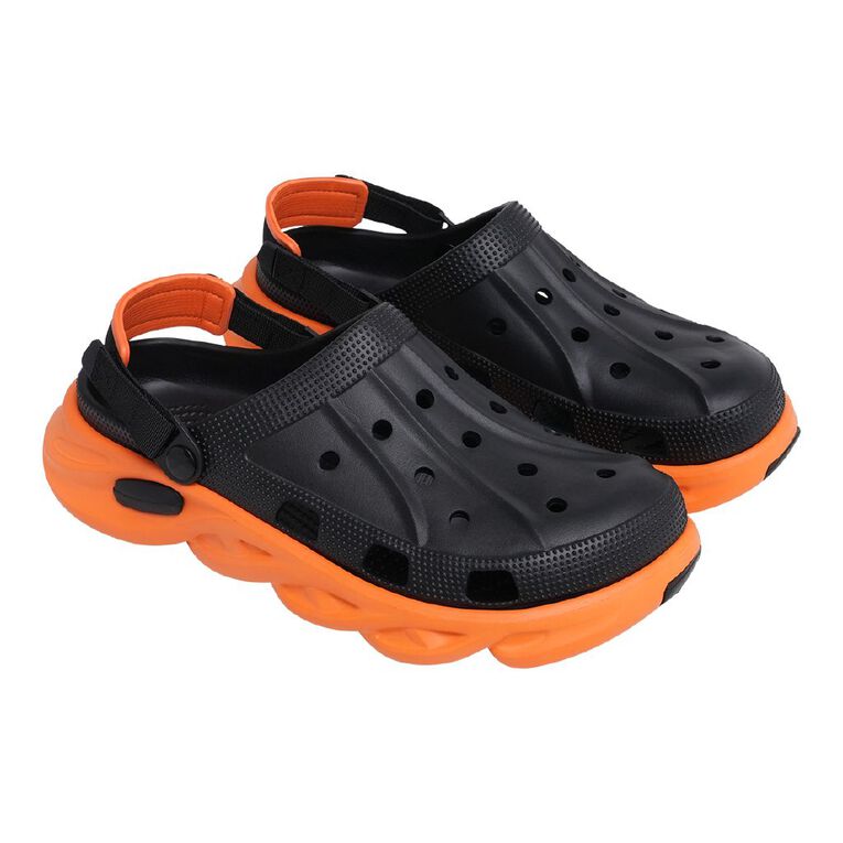 H&H Men's Intrepid Frog Clog Shoes, Black/Orange, hi-res