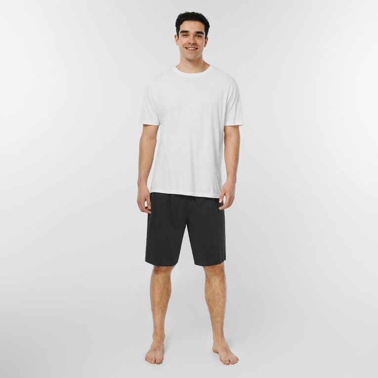 H&H Men's Knit Pyjama Shorts, Black, hi-res