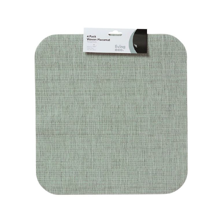 Living & Co Soft Edge Square Woven Placemat Sage 4 Pack, , hi-res