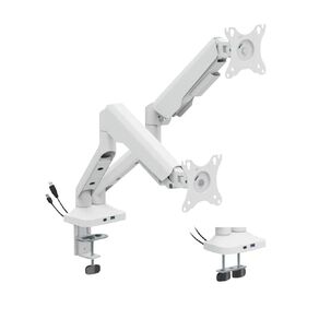 Bracom Flexprecision Gas Spring Dual Monitor Arm 17in - 35in USB White