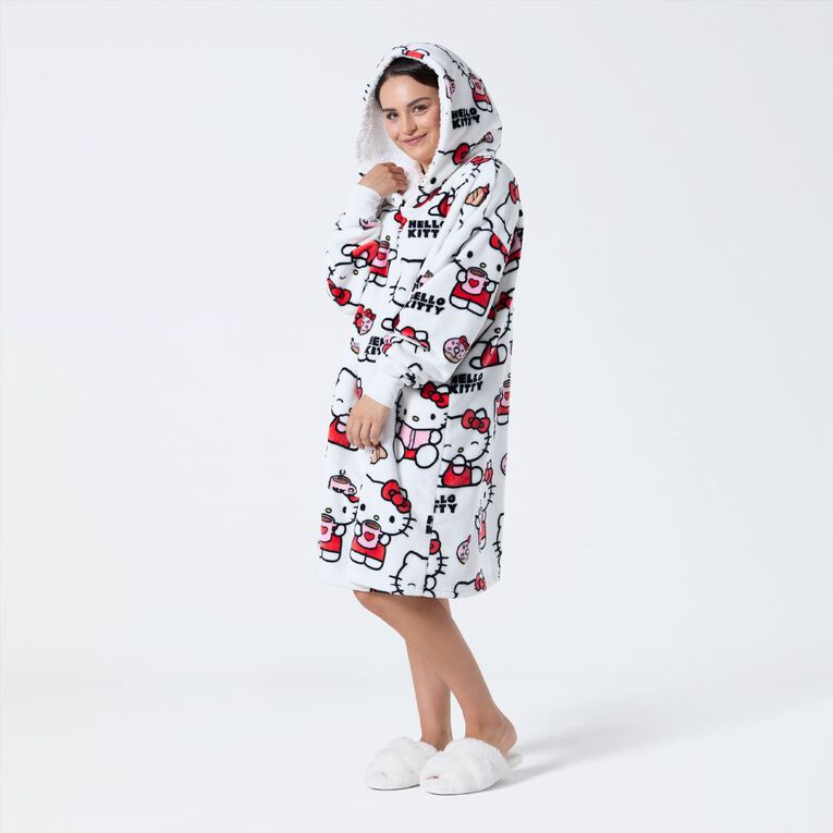 Hello Kitty Women's Coral Fleece Hoodie, White, hi-res