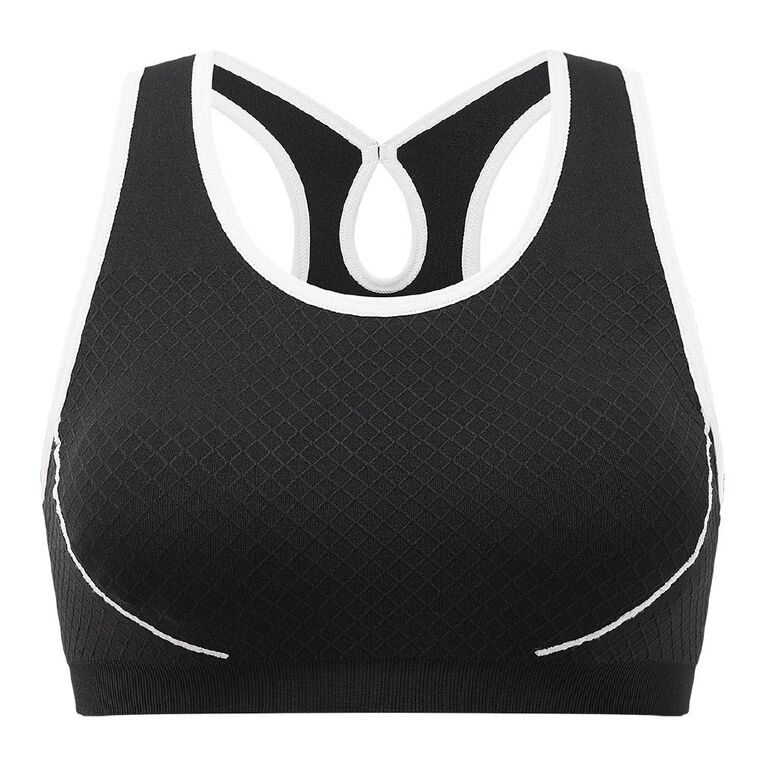 Active Intent Women's Waffle Racer Crop, Black/White, hi-res