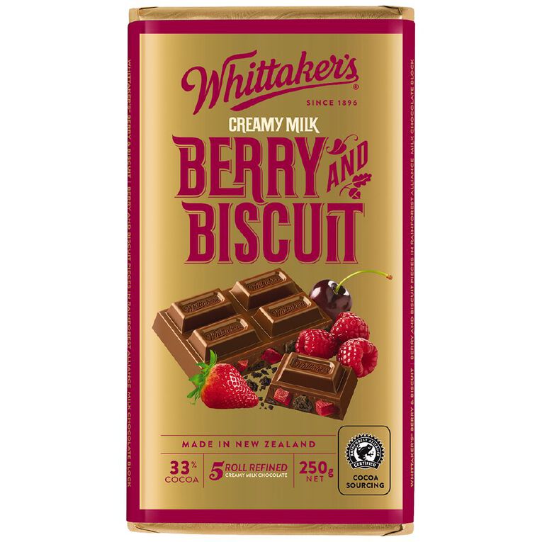Whittaker's Berry Biscuit Block 250g, , hi-res