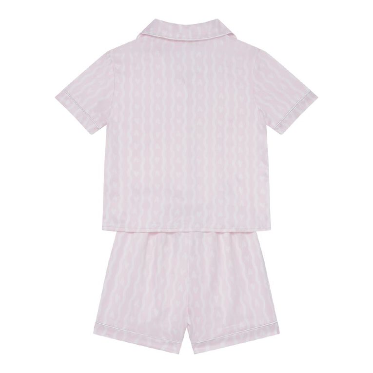H&H Girls' Satin Button Up Pyjama Set, Pink Light, hi-res