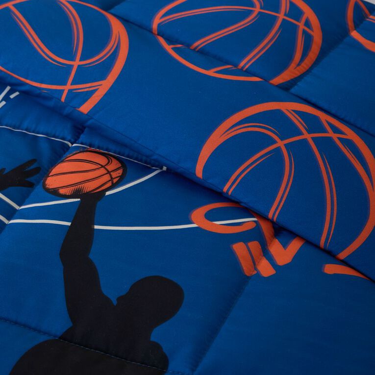 Living & Co Kids 2 Piece Comforter Basketball Blue King Single, , hi-res