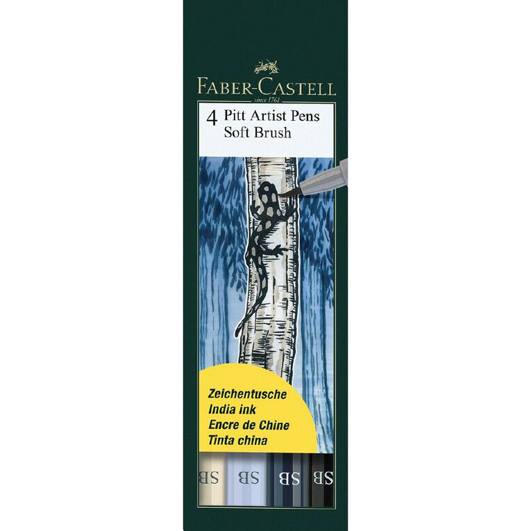 Faber-Castell Pitt Artist Brush Pens Soft 4 Pack, , hi-res