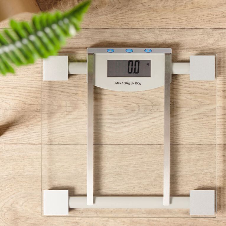 Living & Co Bathroom Scale Digital Body Fat Clear 28cm, Clear, hi-res
