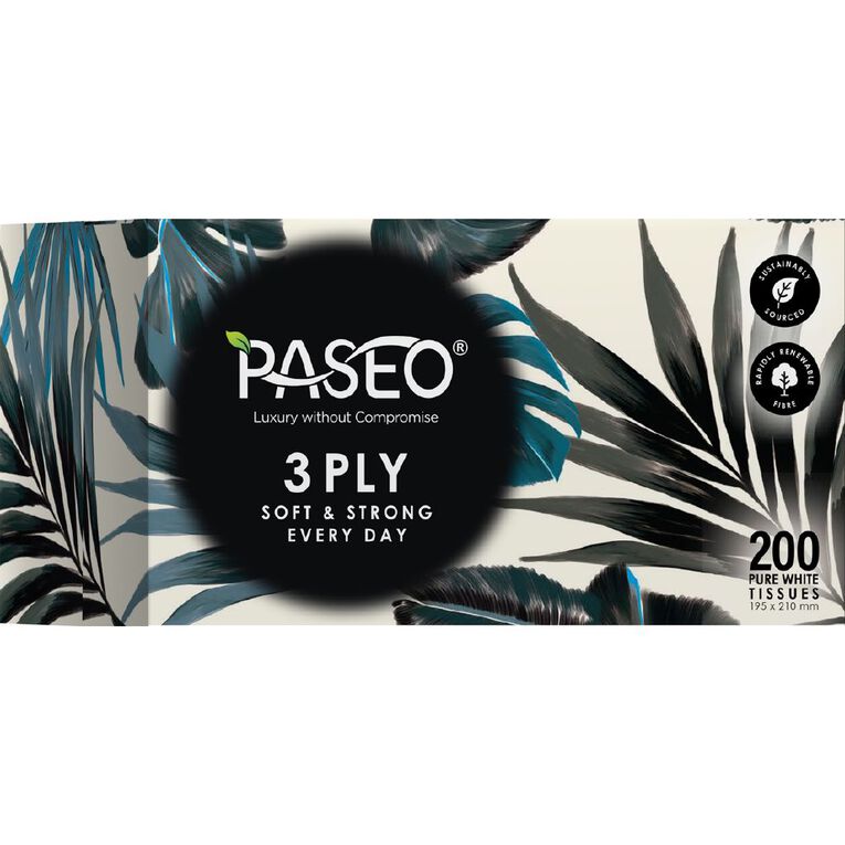 Paseo Pure White Facial Tissues 200s, , hi-res