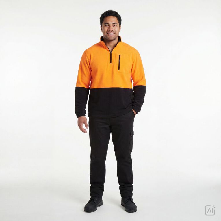 Rivet 1/4 Zip High Visibility Day Compliant Sweatshirt, Orange, hi-res