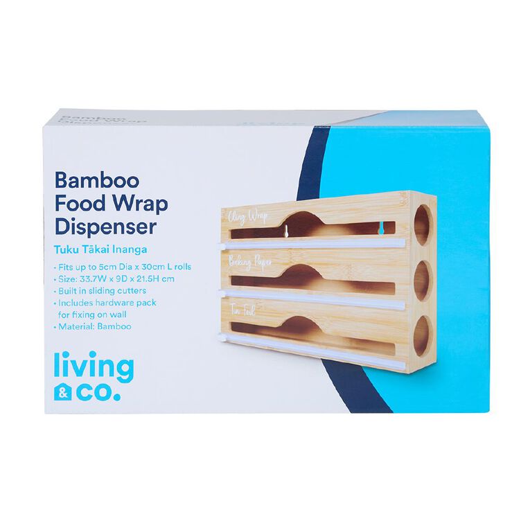 Living & Co Bamboo Food Wrap Dispenser, , hi-res