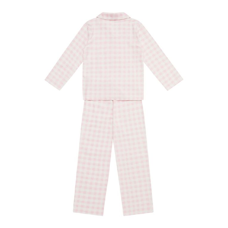 H&H Girls' Flannelette Button Up Pyjama Set, Pink Light, hi-res