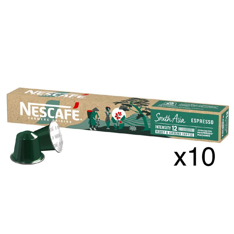 Nescafe Farmers Origin South Asia Espresso Coffee Capsules 10 Pack, , hi-res