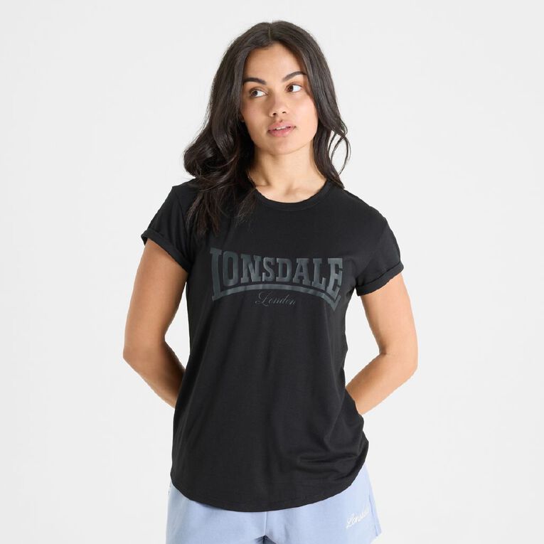 Lonsdale Women's Malden Tee, Black, hi-res
