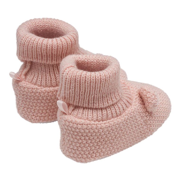 Babyhug 100% Cotton Knit Mittens & Booties with Teddy Print - White & Pink main image 0