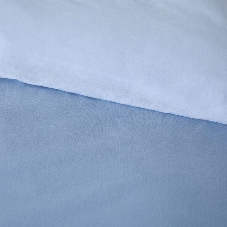 Living & Co Kids Duvet Cover Set Washed Cotton Blue Single, , hi-res
