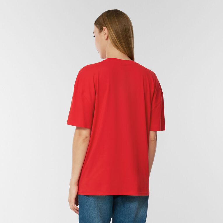 H&H Women's Christmas Printed Tee, Red, hi-res