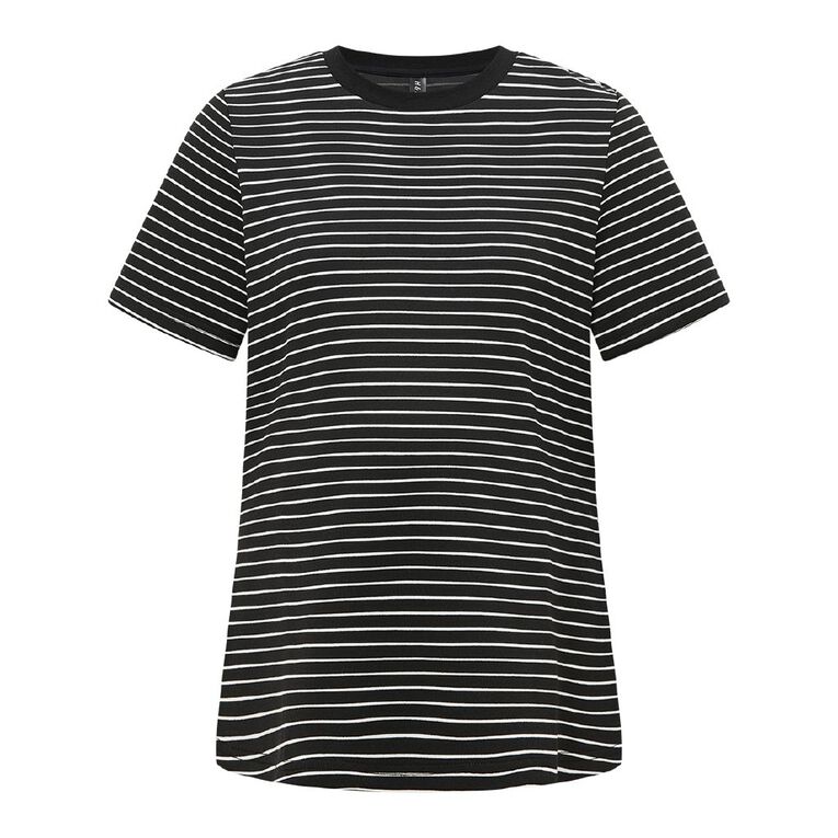 H&H Maternity Maternity Heavyweight Interlock Tee, Black/White, hi-res
