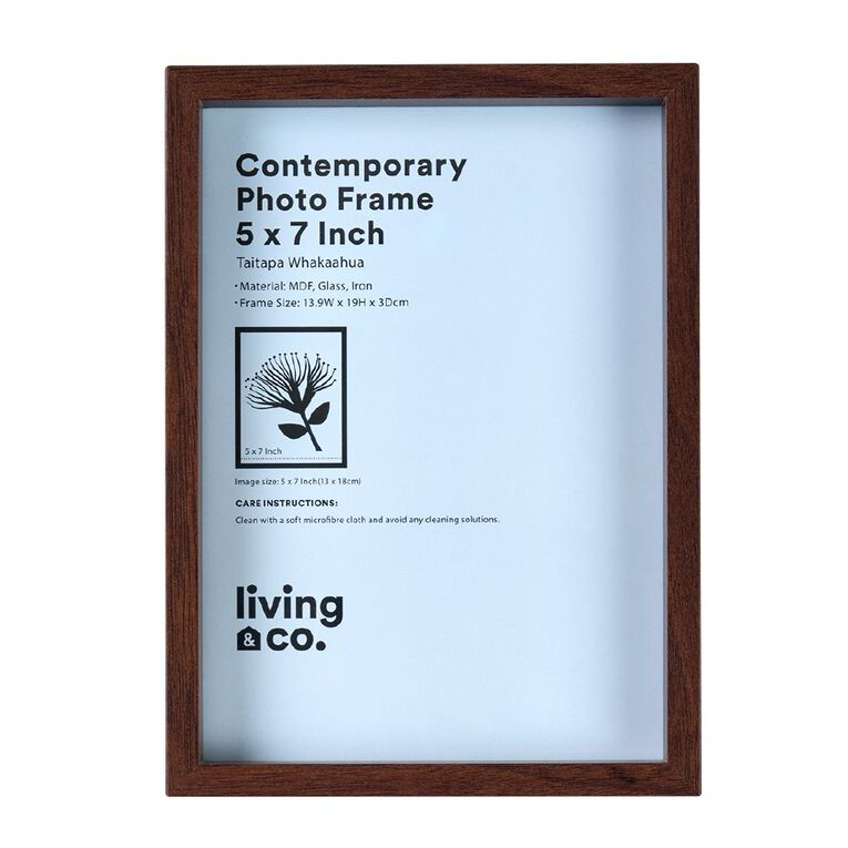 Living & Co Contemporary Photo Frame 5in x 7in Walnut Brown, , hi-res