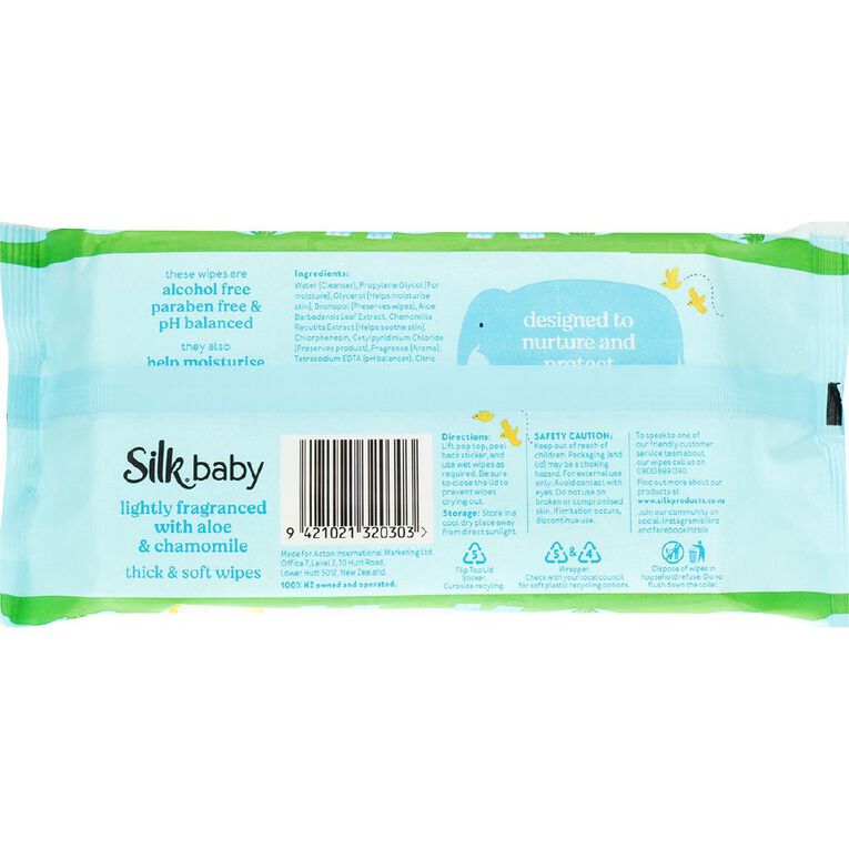 Silk Baby Wipes Aloe and Chamomile, , hi-res