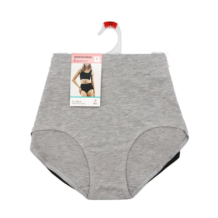Underworks Women's Smooth Line Full Briefs 2 Pack, Grey Marle, hi-res