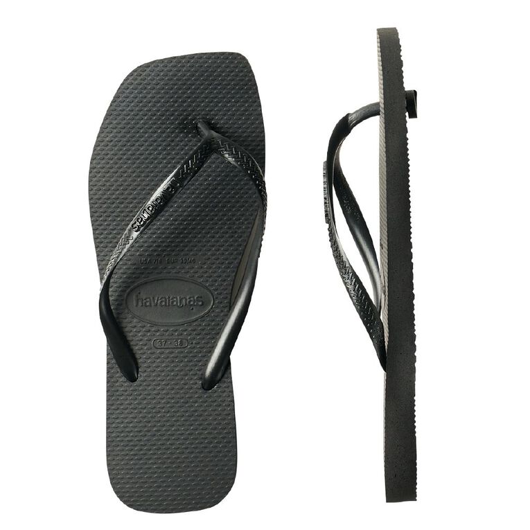 Havaianas Slim Square Jandals, Black, hi-res