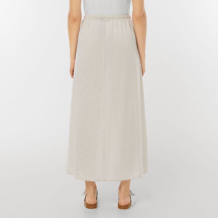 H&H Women's Long Linen Blend Skirt, Brown Light, hi-res
