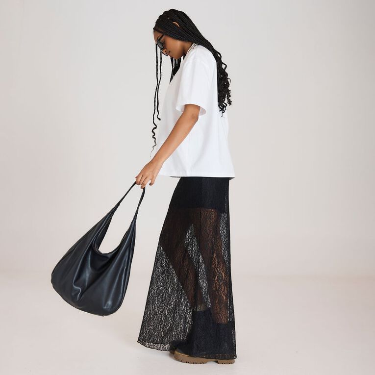 BRDRLESS Abby Lace Maxi Skirt, Black, hi-res