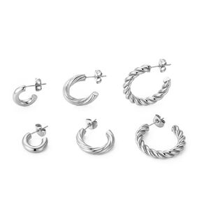 Rope Hoop Earrings 3 Pairs